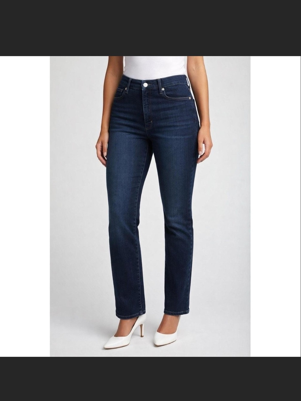 Good American Straight Leg Cropped Jeans